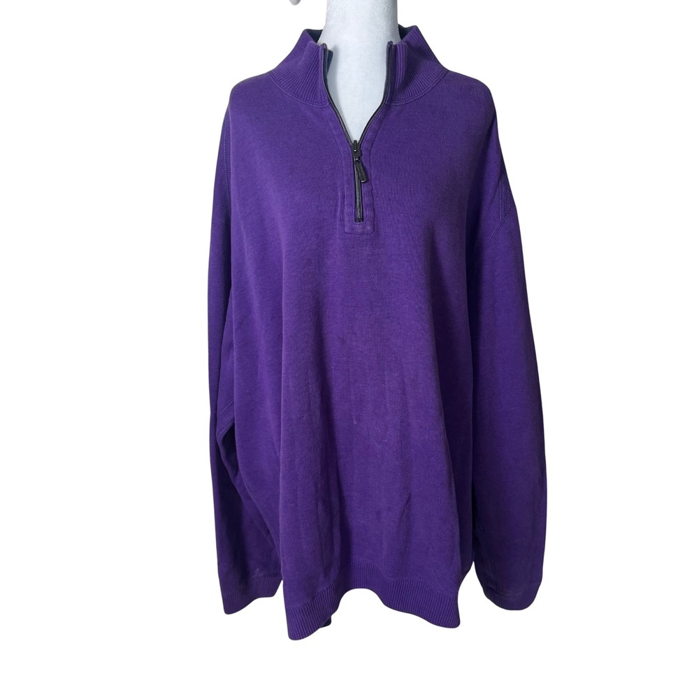 Tommy Bahama Purple Quarter Zip Pullover Sweater Cotton Blend Size 2XL Excellent